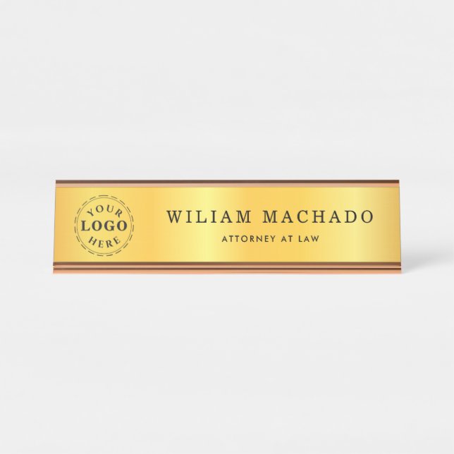 Placa De Mesa Placa de Nome Dourado Metálico Profissional para P (Frente)