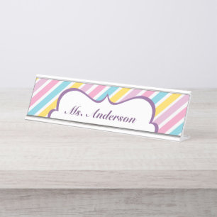 Placa De Mesa Placa de nome personalizado do professor strips