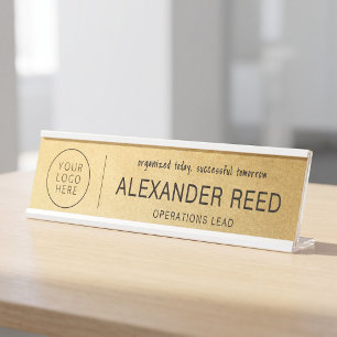 Placa De Mesa Placas de Nome com Logotipo Sofisticadas Clássicas