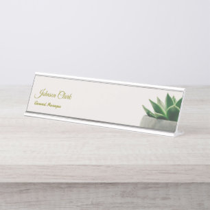 Placa De Mesa Planta Suculenta Elegante Verde Personalizada para
