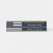 Policial Thin Blue Line - Bandeira Americana Monog