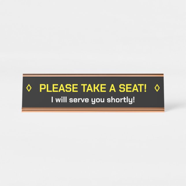 Placa De Mesa "POR FAVOR, SENTE-SE!" Sinal de aviso (Frente)