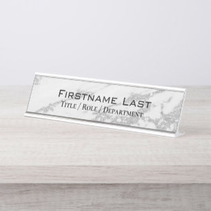 Placa De Mesa Porta Personalizada do Mármaco Branco Elegante Sil
