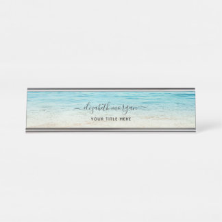 Placa De Mesa Praia Verão Personalizado Azul Aqua Oceano Elegant