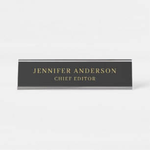 Placa De Mesa Preto e Dourado papel profissional moderno