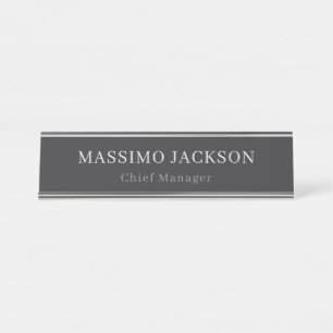 Placa De Mesa Preto Fosco Profissional Simples Moderno Elegante