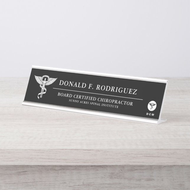 Placa De Mesa Preto personalizado medicina da quiroterapia (Frente)