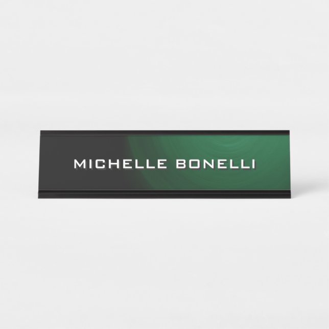 Placa De Mesa Preto Verde Moderno Simples Minimalista (Frente)