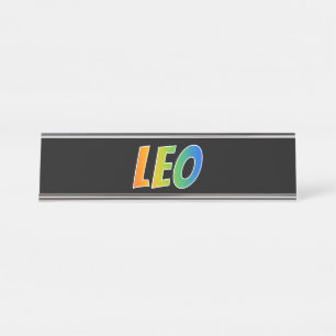 Placa De Mesa Primeiro Nome "LEO": Divertido Arco-Íris