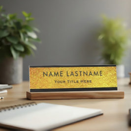 Placa De Mesa Professional Modern Black and Gold Office