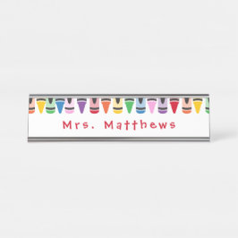 Placa De Mesa Professor Crayon Coril De Volta À Escola