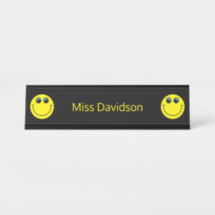 Placa De Mesa Professor de Emoji Amarelo-Bonito