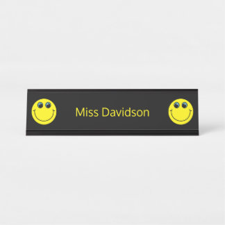 Placa De Mesa Professor de Emoji Amarelo-Bonito