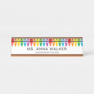 Placa De Mesa Professor de jardim de infância do Rainbow Crayons