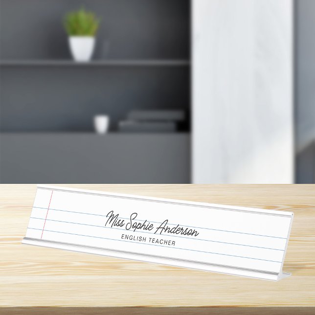 Placa De Mesa Professor Estilo Bloco de Notas Branco (Criador carregado)