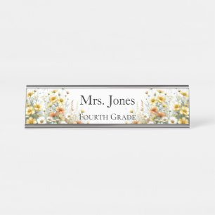 Placa De Mesa Professor Flor Selvagem Personalizada