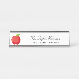 Placa De Mesa Professor Personalizado Maçã Vermelha Moderna