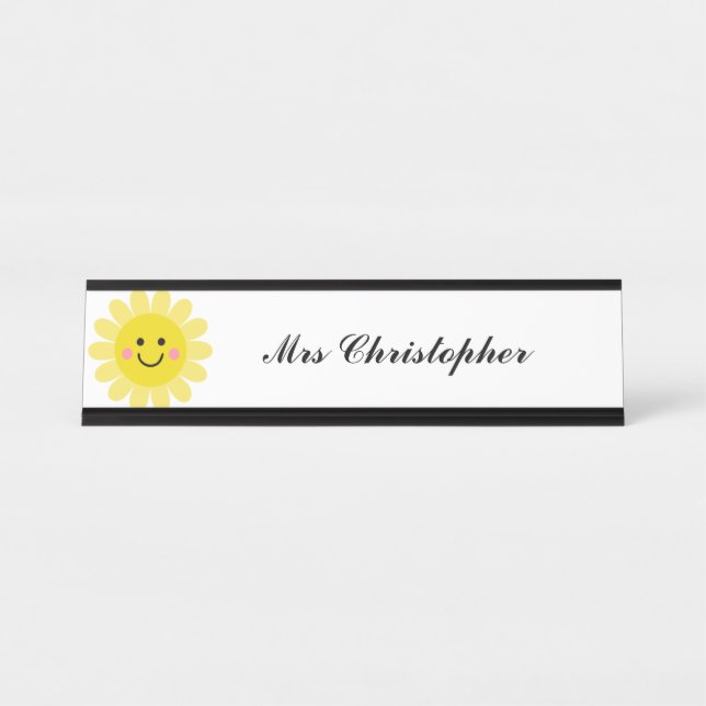 Placa De Mesa Professor Rosto de Sorriso Solar Personalizado  (Frente)