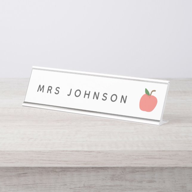 Placa De Mesa Professora Apple | Classe de Frutas Gráficas Moder (Frente)
