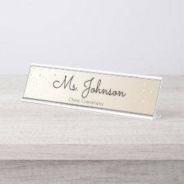 Placa De Mesa Professora Dourada e reluzente