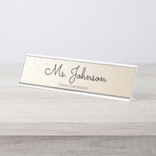 Placa De Mesa Professora Dourada e reluzente