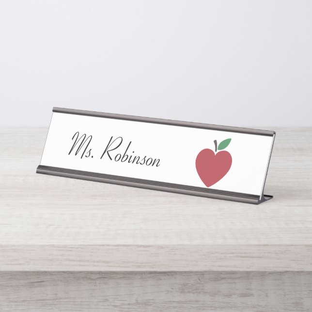 Placa De Mesa Professora Personalizada Apple (Frente)