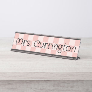 Placa De Mesa Professora Verificada com Blush Coral