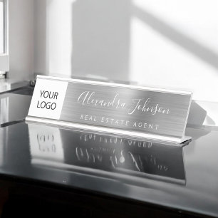 Placa De Mesa Profissional de prata executivo do logotipo feito