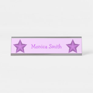 Placa De Mesa Purple Stars with Full Name