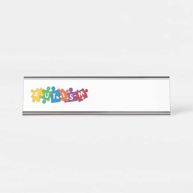 Placa De Mesa Quebra-cabeça de Autismo (Frente)
