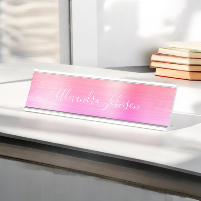 Placa De Mesa Rapariga Moderna de Folha de Ombre Rosa Profission (Criador carregado)