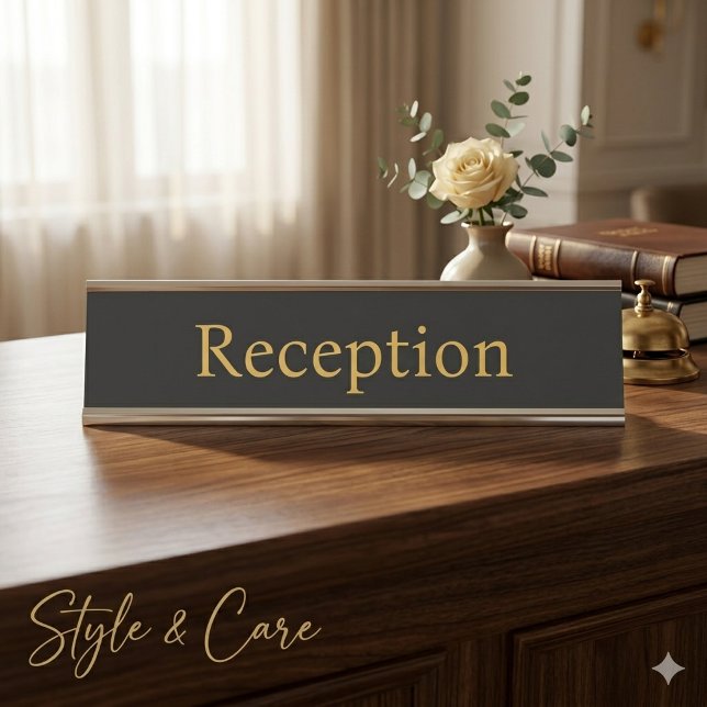 Placa De Mesa Recepção profissional de escritório (Professional Office Reception Desk Name Plate)