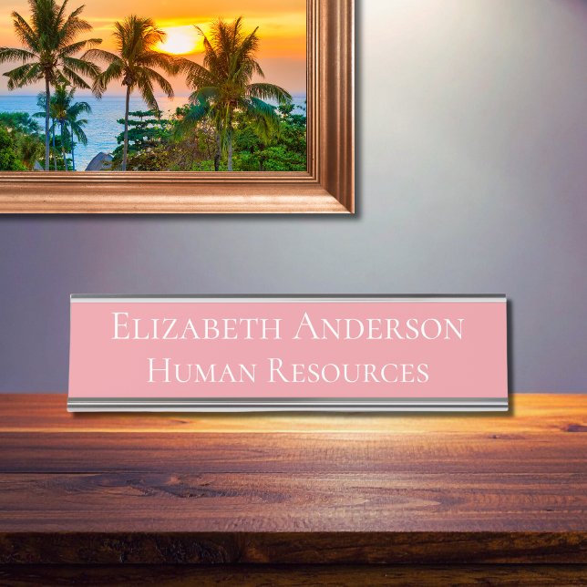 Placa De Mesa Recursos Humanos Rosa Personalizados (Criador carregado)