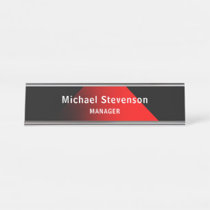 Placa De Mesa Red Black Personalizar Nome e Título Profissão