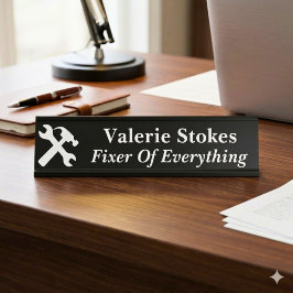 Placa De Mesa Reparador Engraçado do Escritório de Tudo Silhueta