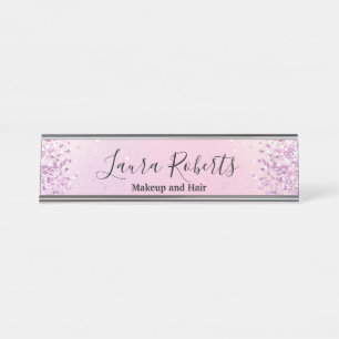 Placa De Mesa Rosa Brilho Moderno Glitter Profissional Des