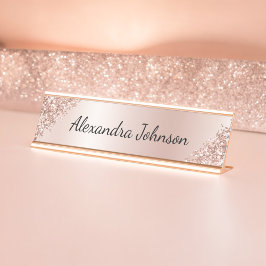 Placa De Mesa Rosa Gold Foil | Folha Rosa Esbranquiçada Moderna