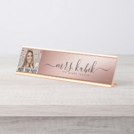 Placa De Mesa Rosa Gold Foil Personalizado Image Desk Placa