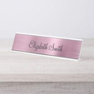 Placa De Mesa Rosa Metálico Feminino