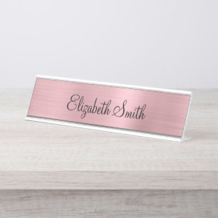 Placa De Mesa Rosa Metálico Rubor de Garota