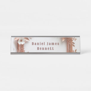 Placa De Mesa 💍 Rosas Pêssego Dourado Rosa Decoração de Casamen