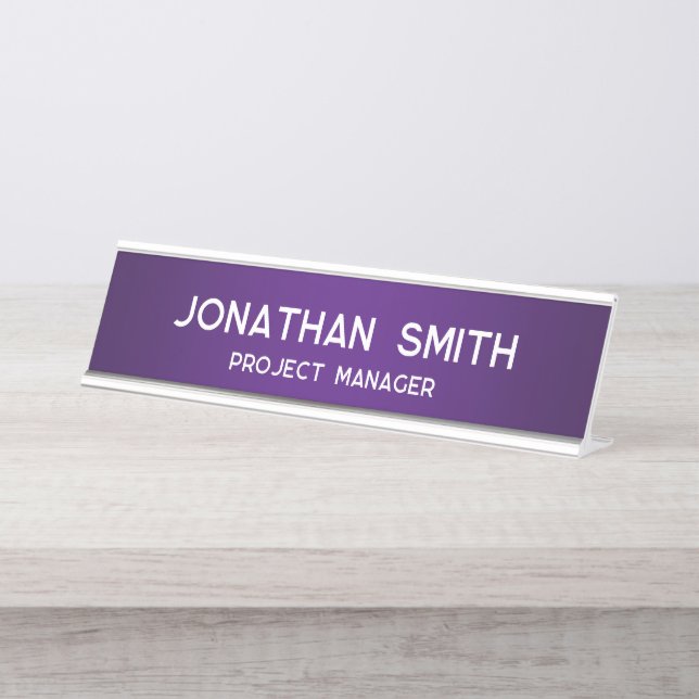 Placa De Mesa Royal Purple Gradient Bold White Name (Frente)