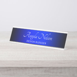 Placa De Mesa Safira Azul Ombre Borda Preta