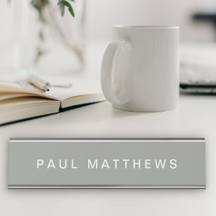 Placa De Mesa Sage Green Modern Sleek Personalizar Adicione Seu 