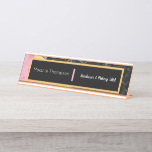 Placa De Mesa Script de mármore rosa de tendências preto moder