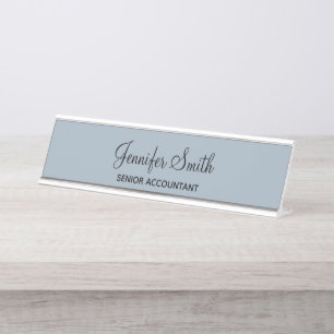 Placa De Mesa Script Elegante Azul Dusty
