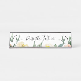 Placa De Mesa Script Floral Moderno do Peach legante