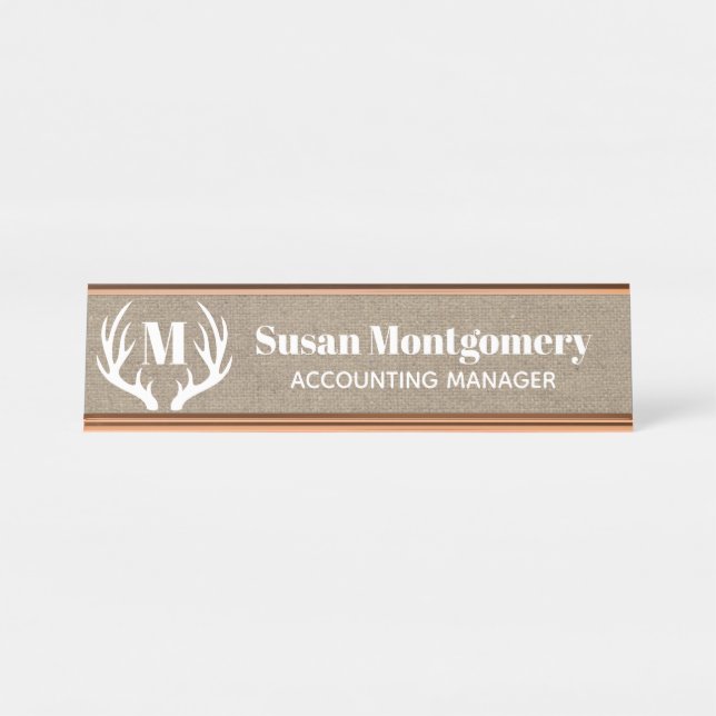 Placa De Mesa Serapilheira branca rústica do falso dos Antlers (Frente)