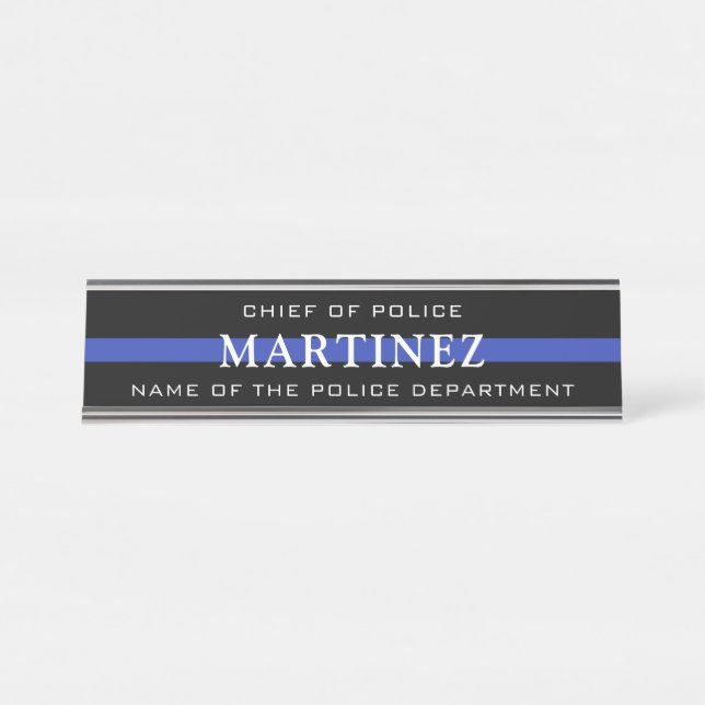 Placa De Mesa Serviço Policial Thin Blue Line Personalizado (Frente)