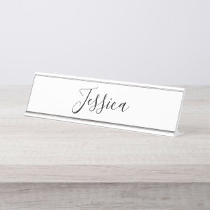 Placa De Mesa Seu nome   Script Elegante